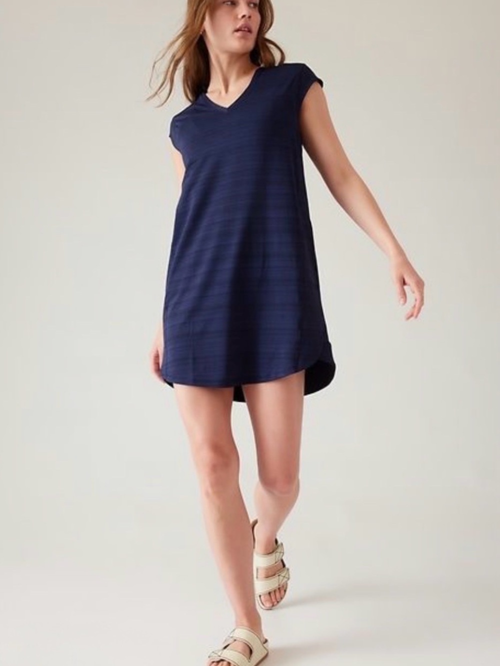 Athleta Pacifica Navy V-Neck Mini Dress, Size M